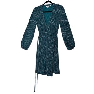 Boden Dress Women's Size 8 R Long Sleeve Floral Wrap Midi Formal‎ Career Stretch